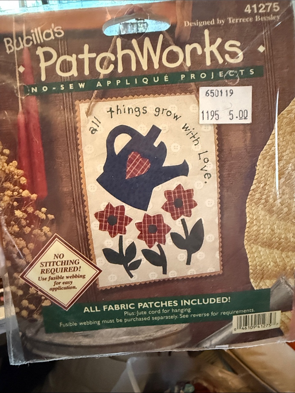 Bucilla Navy, Red and Green No-Sew Applique Garden Wall Panel